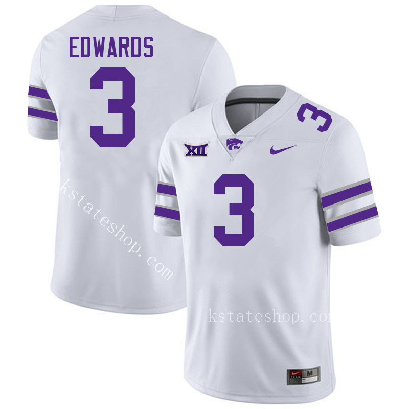 Dylan Edwards Kansas State Jersey,Kansas State Wildcats #3 Dylan Edwards Jersey College Youth-White